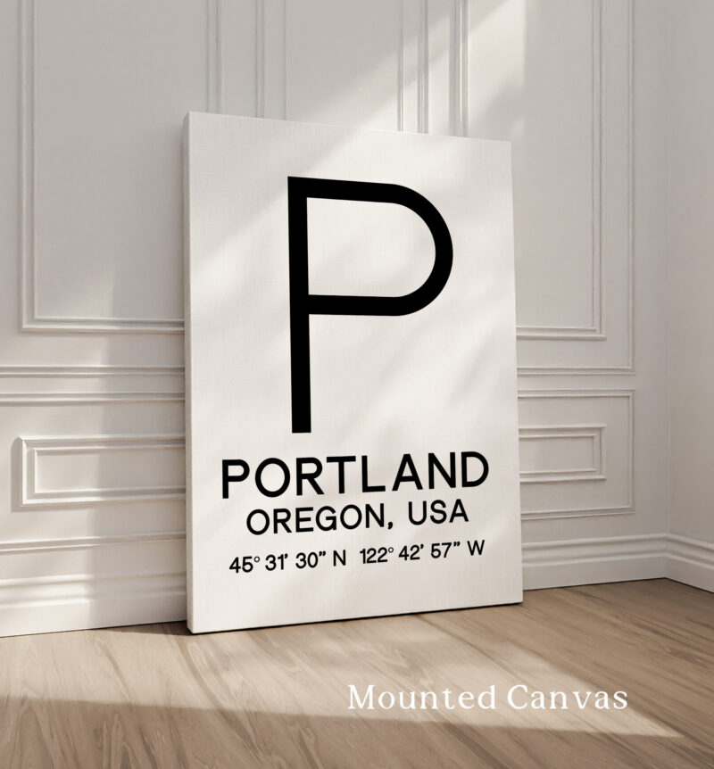 Portland, Oregon with GPS Coordinates Typography Art Print • Minimalist Wall Art - Image 2