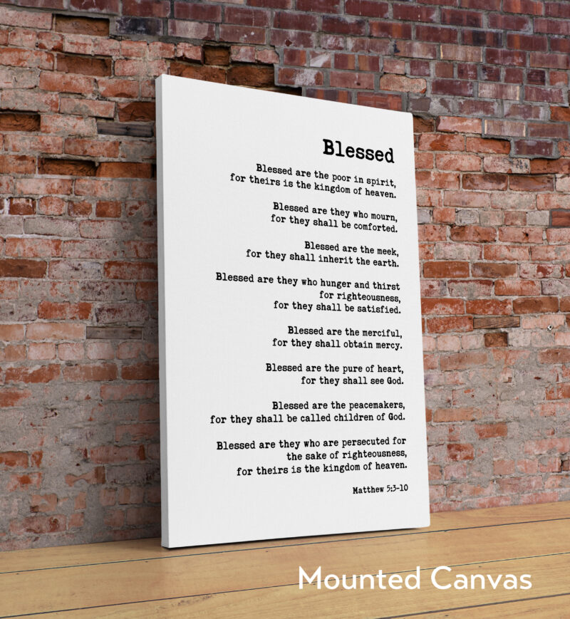 The Beatitudes Bible Verse Matthew 5:3-10 Typography Print - Christian Gifts - Bible Verse - Christian Wall Art - Scripture Art - Image 2