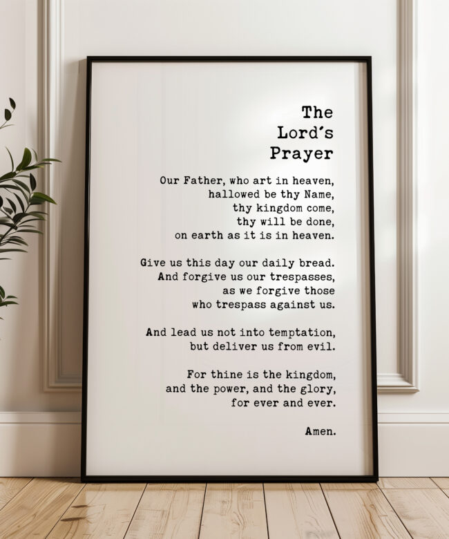 The Lord's Prayer Typography Art Print - Our Father, Who Art In Heaven, Hallowed Be Thy Name