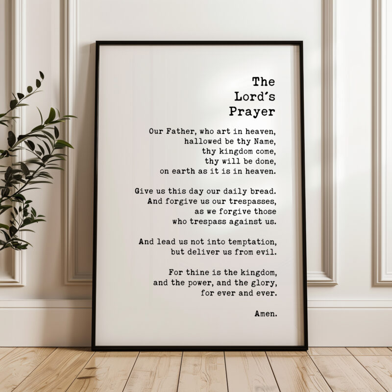 The Lord's Prayer Typography Art Print - Our Father, Who Art In Heaven, Hallowed Be Thy Name