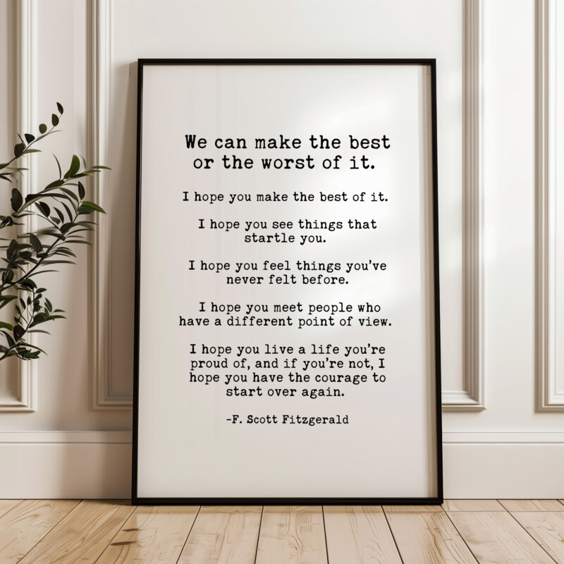 We can make the best or the worst of it… F. Scott Fitzgerald Quote • Typography Wall Art • Inspirational • Literature • Encouragement • Gift - Image 4