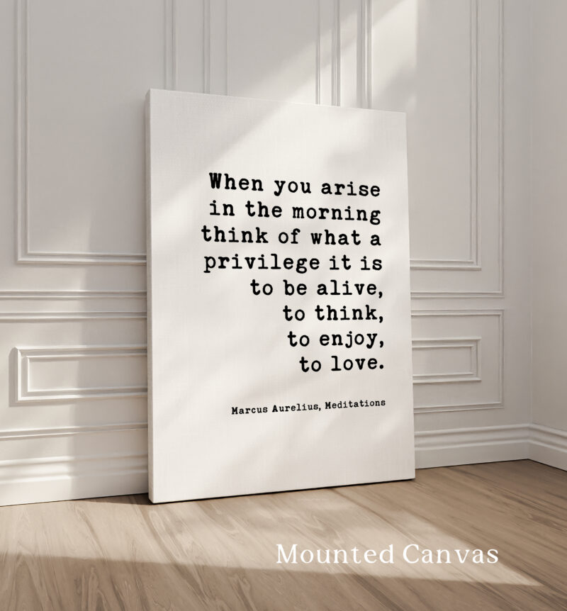 When you arise in the morning, think of what a privilege it is to be alive. Marcus Aurelius, Meditations Typography Art Print - Image 2