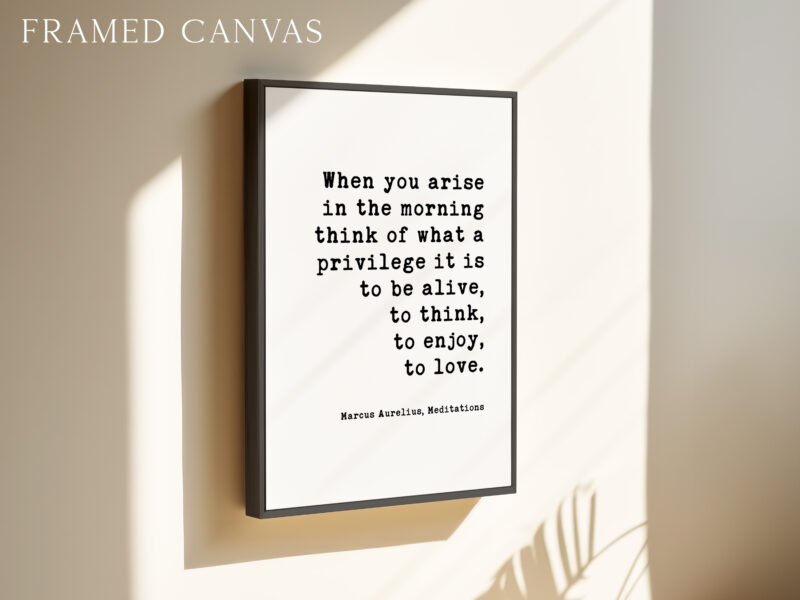 When you arise in the morning, think of what a privilege it is to be alive. Marcus Aurelius, Meditations Typography Art Print - Image 3