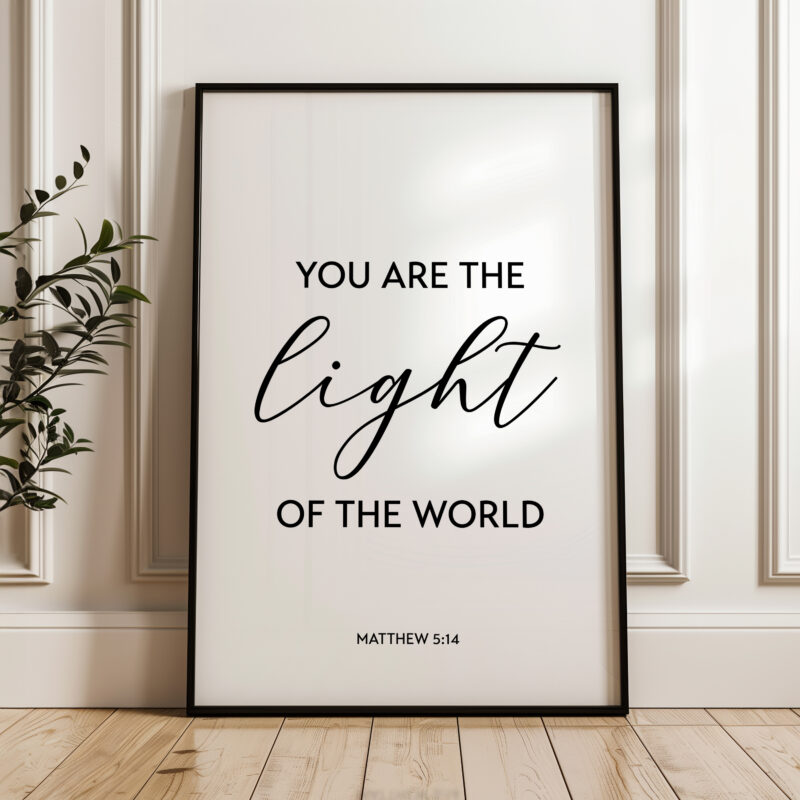 You Are The Light of the World • Matthew 5:14 • Typography Art Print • Christian Wall Decor • Minimalist Decor - Image 4