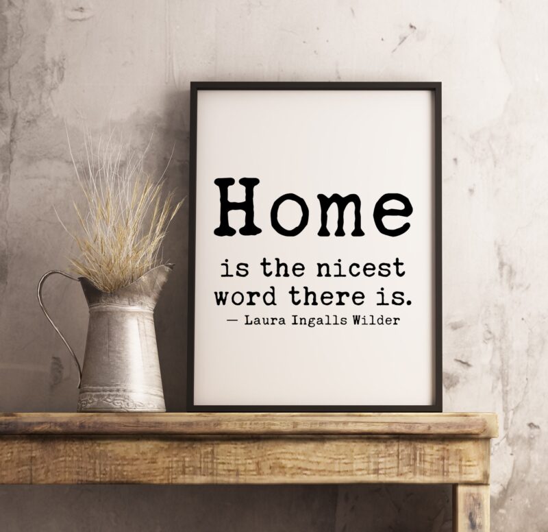 Home is The Nicest Word There Is - Laura Ingalls Wilder Quote - Typography Print - Home Wall Decor - Housewarming Gift - Minimalist Print