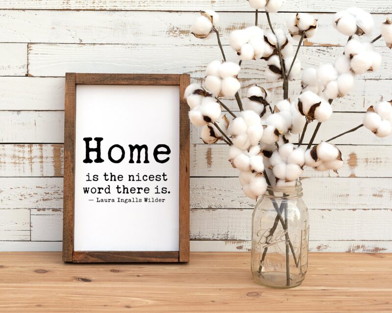Home is The Nicest Word There Is - Laura Ingalls Wilder Quote - Typography Print - Home Wall Decor - Housewarming Gift - Minimalist Print