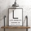 Los Angeles California with GPS Coordinates Art Print - LA GPS - Office - Home Decor - Restaurant - Apartment - Condo - Typography