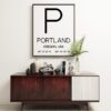 Portland Oregon with GPS Coordinates Minimalist Art Print - Office - Home Decor - Restaurant - Apartment - Condo - Typography