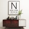 New York New York with GPS Coordinates Art Print - Office - Home Decor - Restaurant - Apartment - Condo - Typography