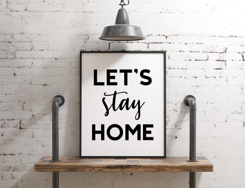 Let's Stay Home Minimalist Art Print - Bedroom Wall Art - Minimalist Typography Wall Decor - Bedroom Print Art - Living Room Art - Introvert