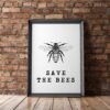 Save the Bees Wall Print - Kitchen Wall Decor - Bee Wall Art - Home Wall Decor - Minimalist Typography - Nature Wall Art | Bee Conservation