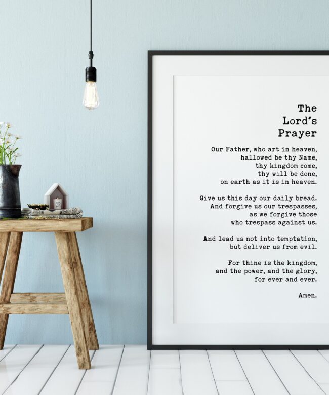 The Lord's Prayer Typography Print - Christian Wall Art - Home Wall Decor - Minimalist Decor