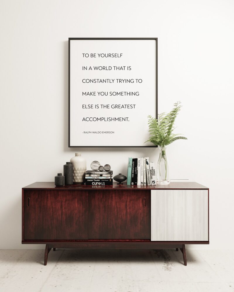 To be yourself .... greatest accomplishment. - Ralph Waldo Emerson - Inspiration Quotes - Entrepreneur Gift - Independence - Typography Art