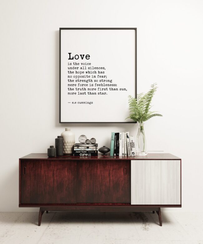 Love is the Voice Under All Silences by e.e. cummings Typography Print - Wedding Poem - Wedding Gift - Home Wall Decor - Minimalist Decor