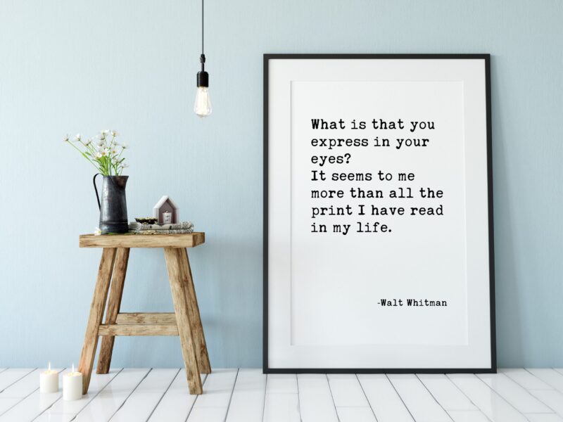 What is that you express in your eyes? It seems to me more than all the print I have read in my life.” - Walt Whitman Typography Print Art - Image 2