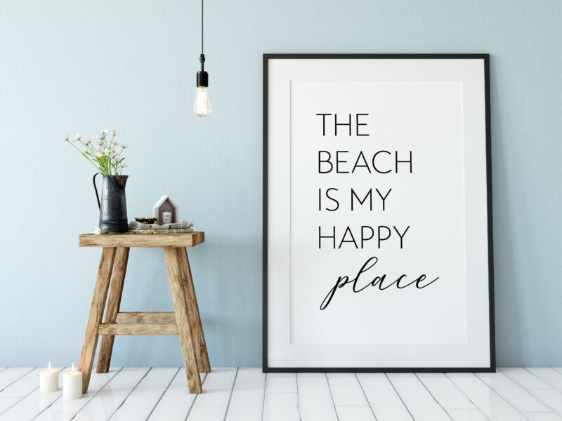 The Beach is My Happy Place Typography Print - Beach Lovers Art - Nature Lovers - Beach Art - Happy Wall Art - Beach Life - Beach Art