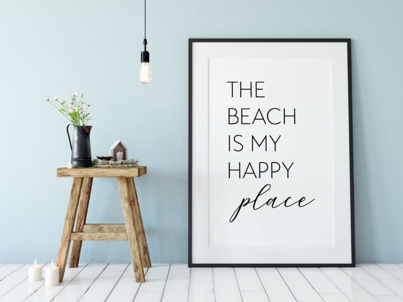 The Beach is My Happy Place Typography Print - Beach Lovers Art - Nature Lovers - Beach Art - Happy Wall Art - Beach Life - Beach Art - Image 2
