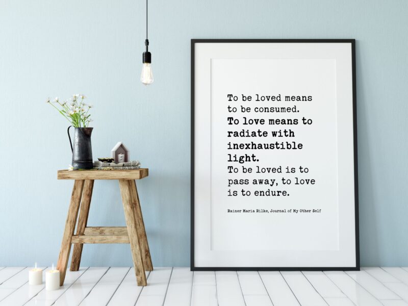 To Be Loved Means to Be Consumed. To Love Means to Radiate with Inexhaustible Light - Rainer Maria Rilke Quote - Typography Print - Wedding - Image 3