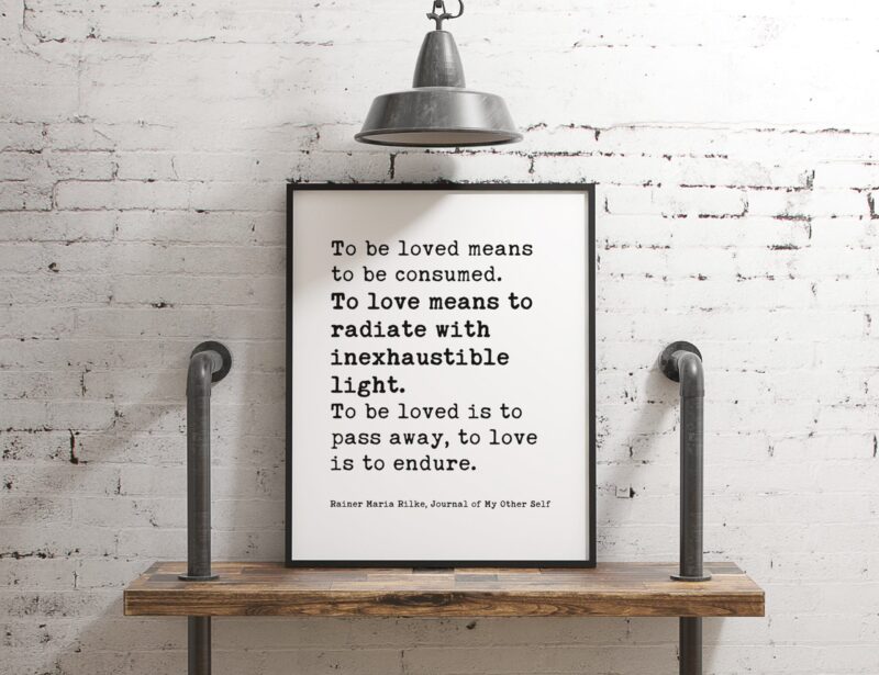 To Be Loved Means to Be Consumed. To Love Means to Radiate with Inexhaustible Light - Rainer Maria Rilke Quote - Typography Print - Wedding - Image 2