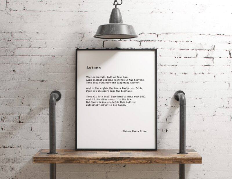 Autumn ― Rainer Maria Rilke Typography Print - Poetry Prints - Fall Poems - Fall Quotes - Poem Art