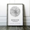 Denver, Colorado City Street Map with GPS Coordinates Art Print - Office - Home Decor - Restaurant - Apartment - Condo - Typography