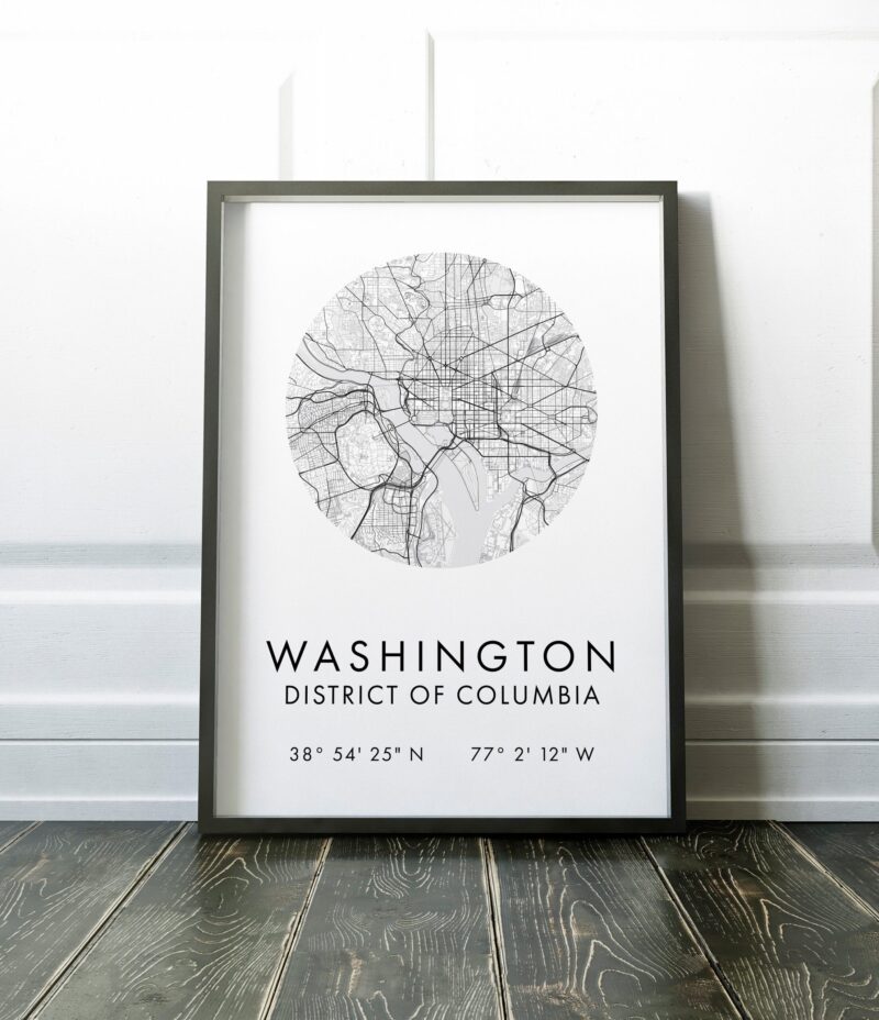 Washington DC Map, Washington City Map, Washington Map, Washington Print, Map of Washington, Washington GPS Art Print, City Map Washington