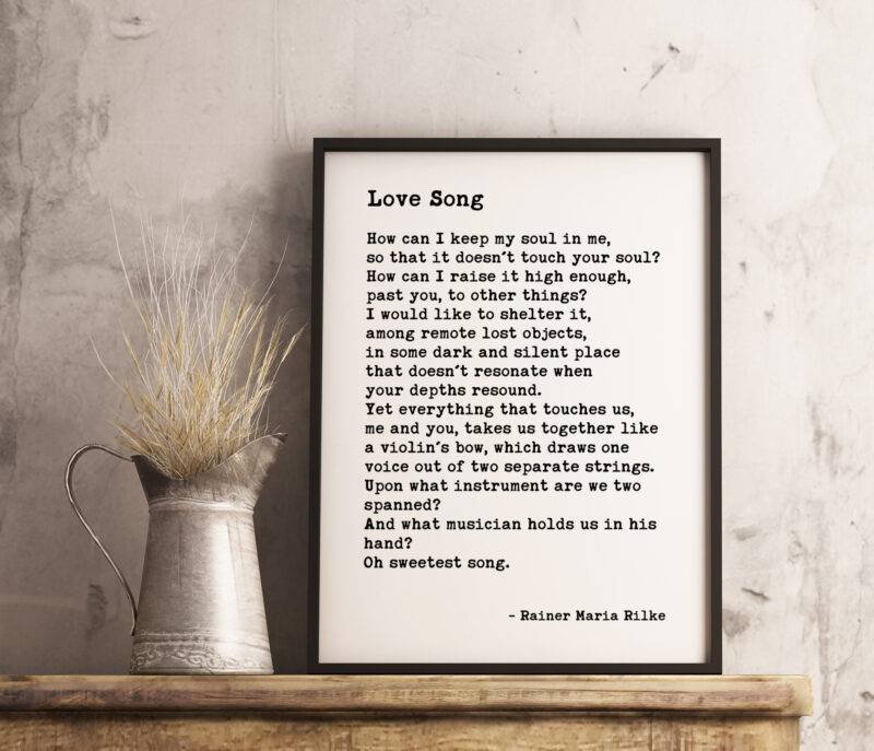 Love Song – Rainer Maria Rilke - Love Poem, Wedding Poem, Rilke Poems, Anniversary Gift, Wedding Gift, Wedding Poems, Love Poems