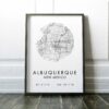Albuquerque New Mexico City Street Map with GPS Coordinates Art Print - Office - Home Decor - Restaurant - Apartment - Condo - Typography