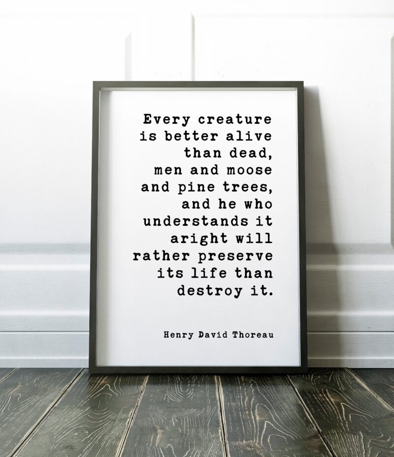 Every creature is better alive than dead, men and moose and pine trees... ― Henry David Thoreau - Print - Nature Lover - Environment