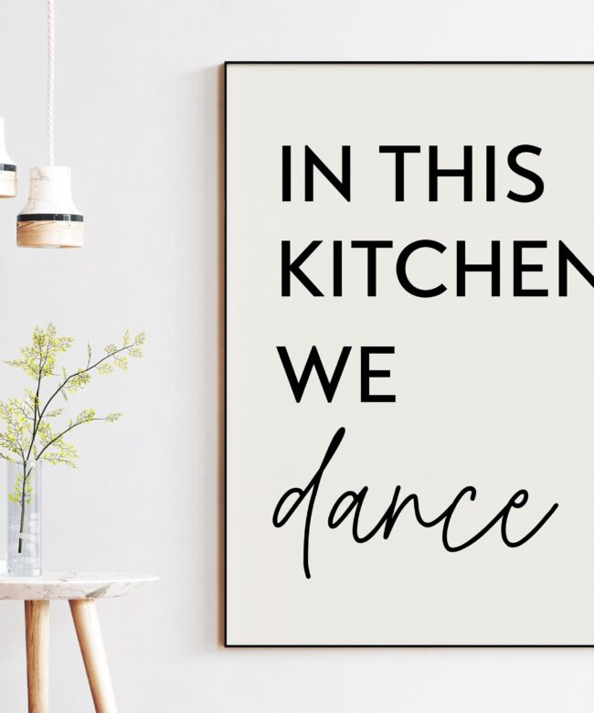 KITCHEN WALL ART, Kitchen Decor,Funny Kitchen Print,This Kitchen Is For  Dancing,Quote Prints,Typogra Art Print by TypoHouse