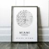 Miami Florida City Street Map with GPS Coordinates Art Print - Office - Home Decor - Restaurant - Apartment - Condo - Typography