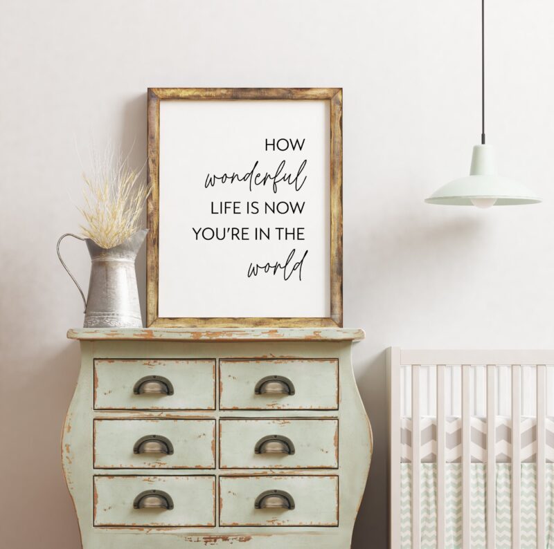 How Wonderful Life Is Now You're In The World, Nursery Wall Art, Wall Decor, Kids Room Art, Typography Print, Day Care Art, School Art