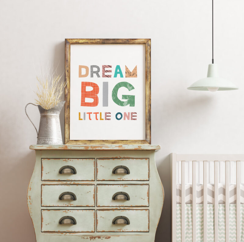 Dream Big Little One, Nursery Wall Art, Wall Decor, Kids Room Art, Typography Print, Day Care Art, School Art, Classroom Wall Art - Image 2
