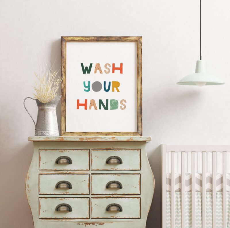 Wash Your Hands Bathroom Wall Art, Childs Bathroom Art, Kids Bathroom Art, Children's Bathroom Wall Art, Bathroom Reminder - Image 2
