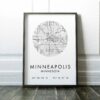 Minneapolis, Minnesota City Street Map with GPS Coordinates Art Print - Office - Home Decor - Restaurant - Apartment - Condo - Typography