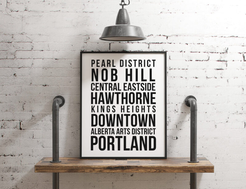 Portland Oregon Subway Art Print Poster - Pearl District - Kings Heights - Hawthorne - Alberta Arts District - Nob Hill - Downton - Eastside