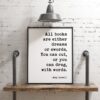 All books are either dreams or swords, You can cut, or you can drug, with words. - Amy Lowell Poem, Typography Print, Poem Art, Book Lovers