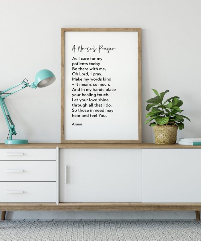 A Nurse's Prayer Art Print - Prayer for Nurses, Gift for Nurse, Hospital Wall Art, Graduation Gift for Nurse, Nurse Prayer Art Print