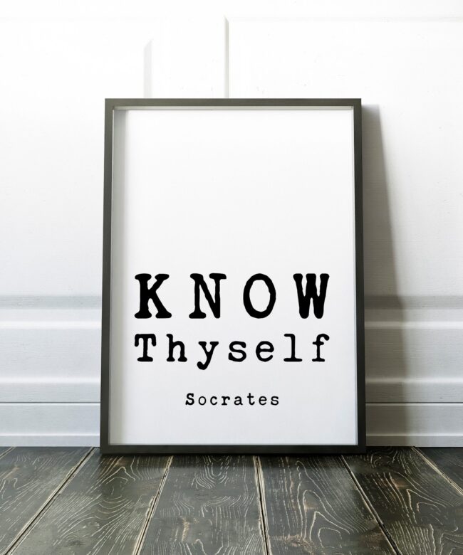 Know Thyself - Socrates Quote Typography Print, Inspirational Quotes, Philosophical Quotes, Wall Art