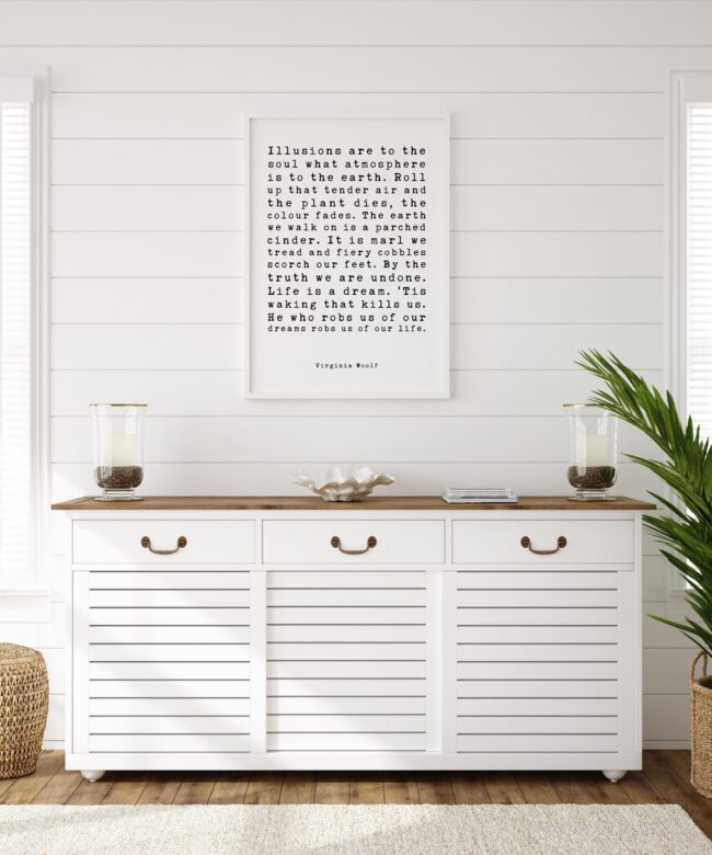 Illusions are to the soul what atmosphere is to the earth. - Virginia Woolf Art Print, Philosophical Quotes, Virginia Woolf Life is a dream
