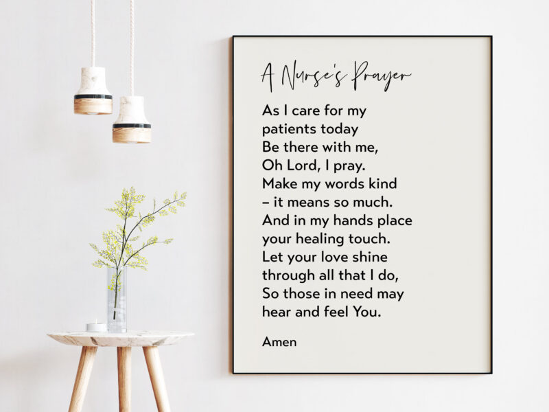 A Nurse's Prayer Art Print - Prayer for Nurses, Gift for Nurse, Hospital Wall Art, Graduation Gift for Nurse, Nurse Prayer Art Print