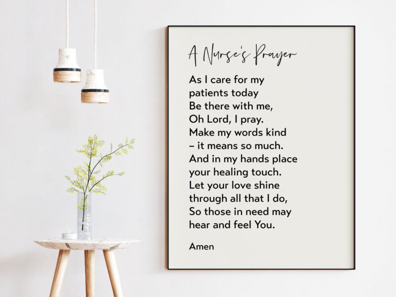 A Nurse's Prayer Art Print - Prayer for Nurses, Gift for Nurse, Hospital Wall Art, Graduation Gift for Nurse, Nurse Prayer Art Print - Image 3