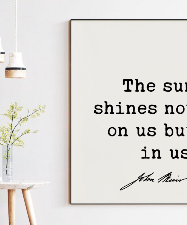 The sun shines not on us but in us. - John Muir Quote Print, Nature Quotes, Inspirational Quote, Environmentalist Quote,  John Muir Quotes