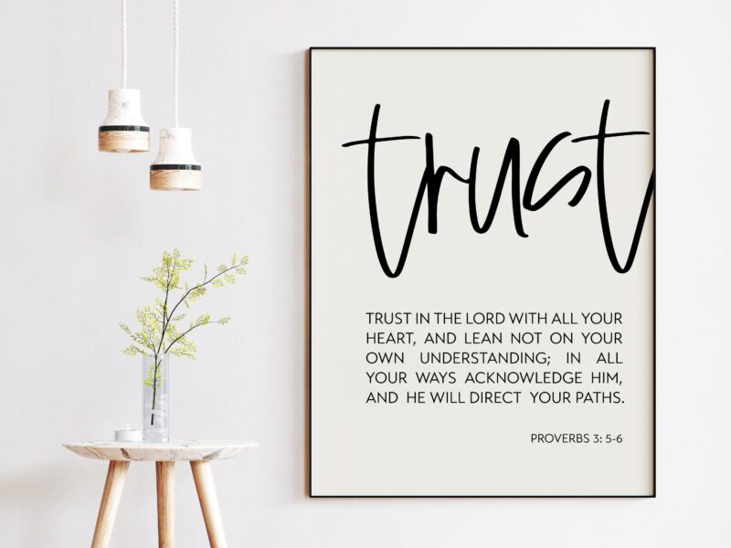 Trust In The Lord With All Your Heart Proverbs 3:5-6 Art Print - Faith Quotes - Religious Scripture - Bible Verse Art