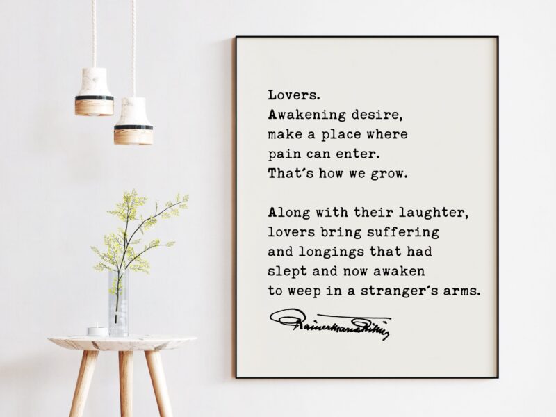 Rainer Maria Rilke Quote - Lovers Awakening Desire Art Print - Love Quotes Art - Wedding Gifts