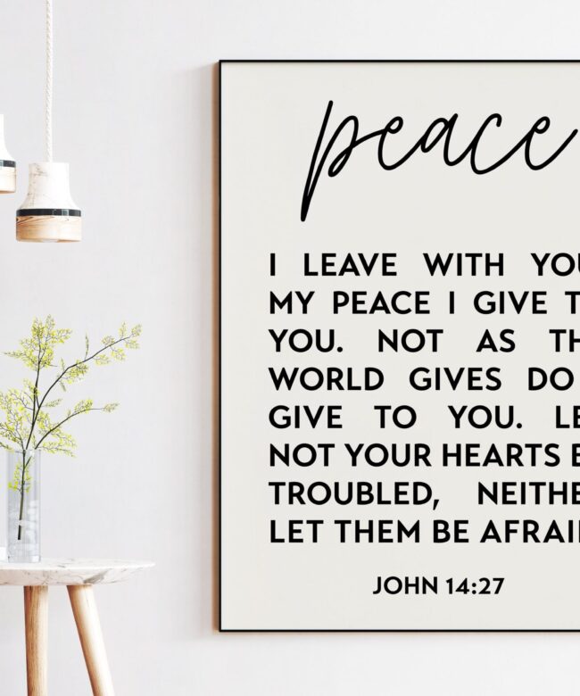 Peace I Leave With You - John 14:27 Art Print - Religious Wall Art - Scripture Art - Spiritual Art -  Bible Verse Art - Typography Art