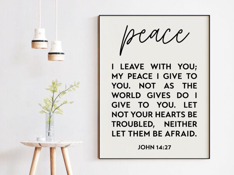 Peace I Leave With You - John 14:27 Art Print - Religious Wall Art - Scripture Art - Spiritual Art -  Bible Verse Art - Typography Art