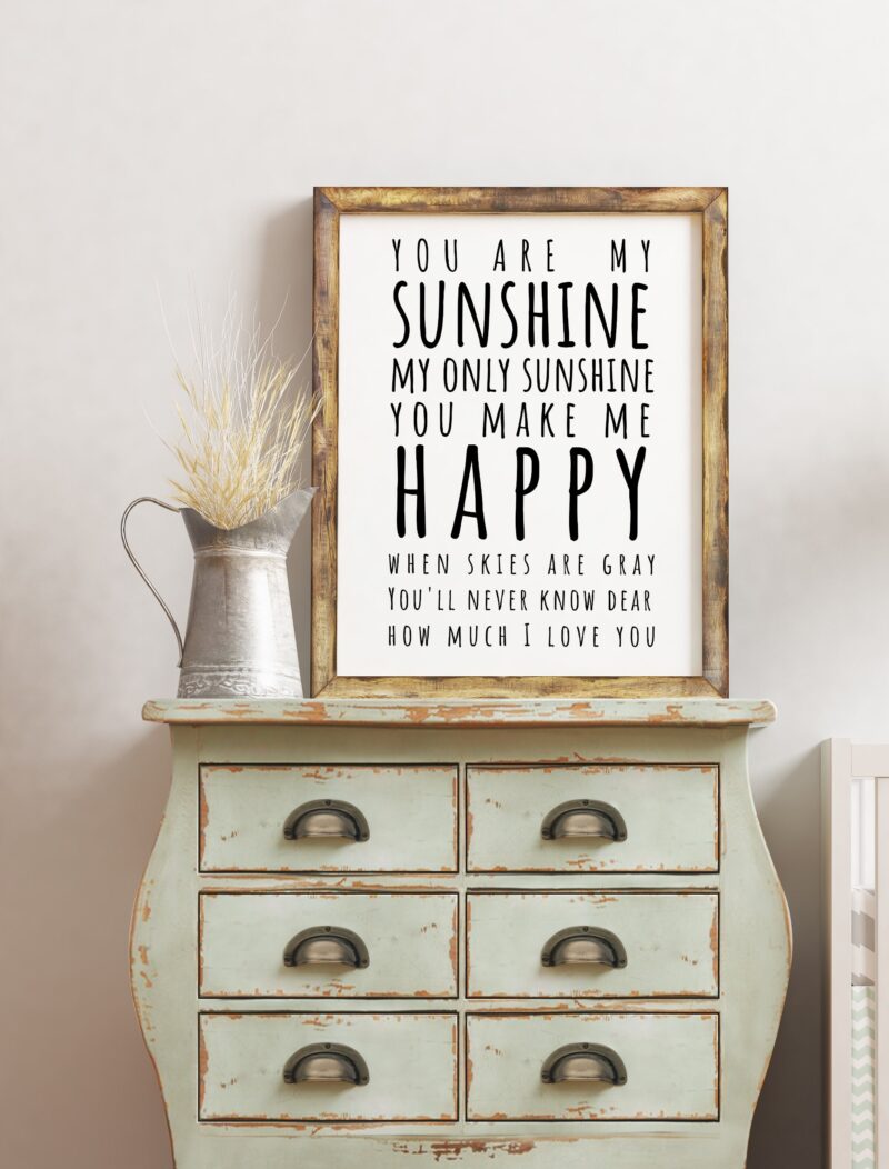 You Are My Sunshine My Only Sunshine Typography Art Print - Nursery Wall Art, Inspirational Gift, Gift for Friend, Baby Shower Gift