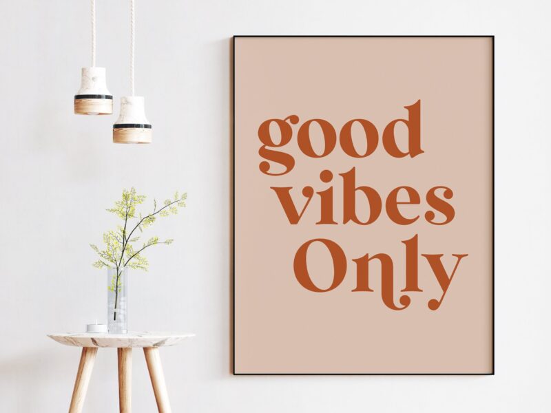 Good Vibes Only Typography Boho Art Print - Inspirational - Motivational - Affirmation - Manifest - Dorm Room | Entrepreneur