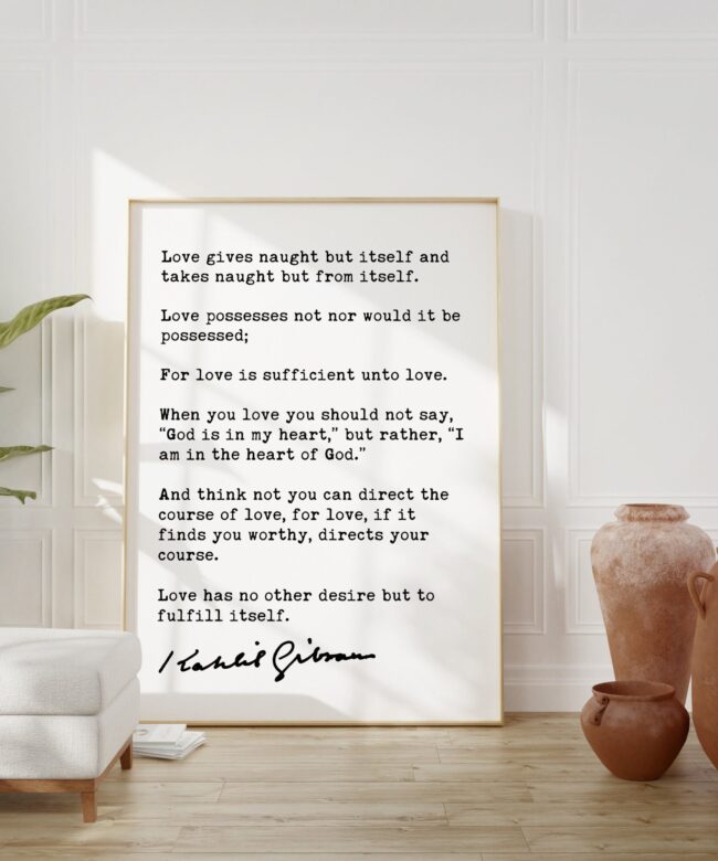 Kahlil Gibran Poem On Love Art Print - Poetry Art Print - Poems - Literary Prints - The Prophet